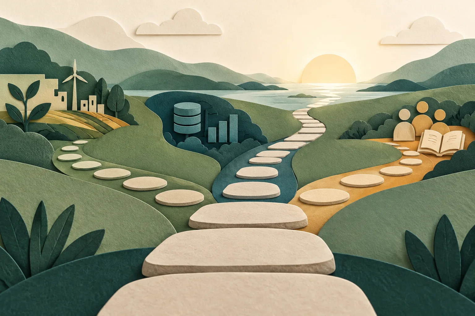 Caminhos de aprendizagem, dados e colaboração se encontram numa trilha aberta